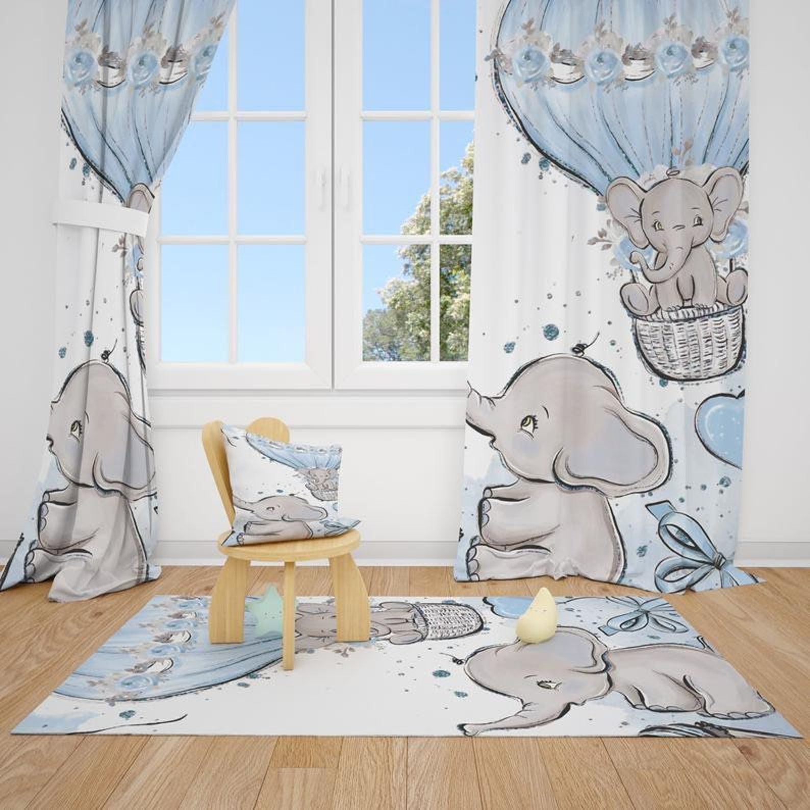 Cute Elephants Baby Boy Room Rug Nursery Rug Kids Room Rug Etsy