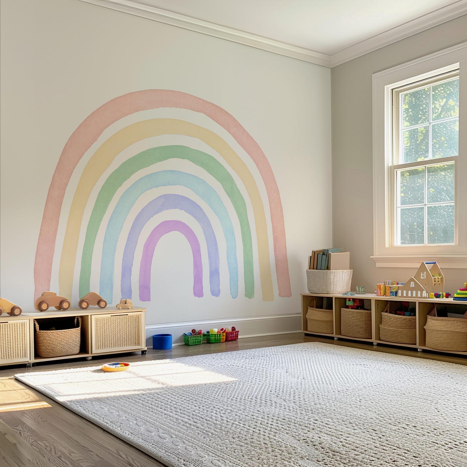 Watercolor Rainbow Wall Decal Nursery Wall Sticker - Etsy