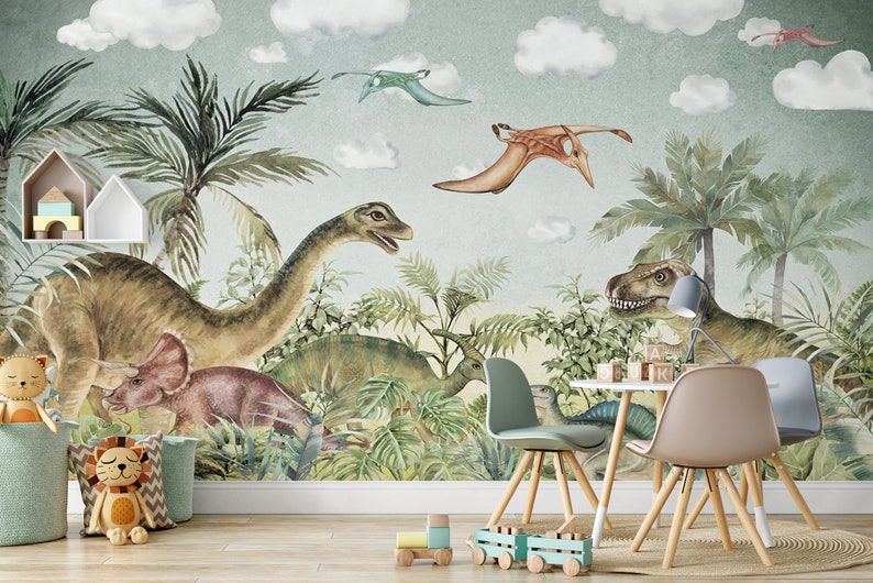 Dinosaurs Wallpaper Peel and Stick Nursey Wall Decor - Etsy