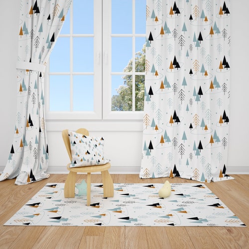 Boho Woodland Trees Baby Boy Room Curtains Nursery Curtains Etsy