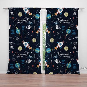 Space and Planets Baby Boy Room Curtain Nursery Curtains Window Curtains