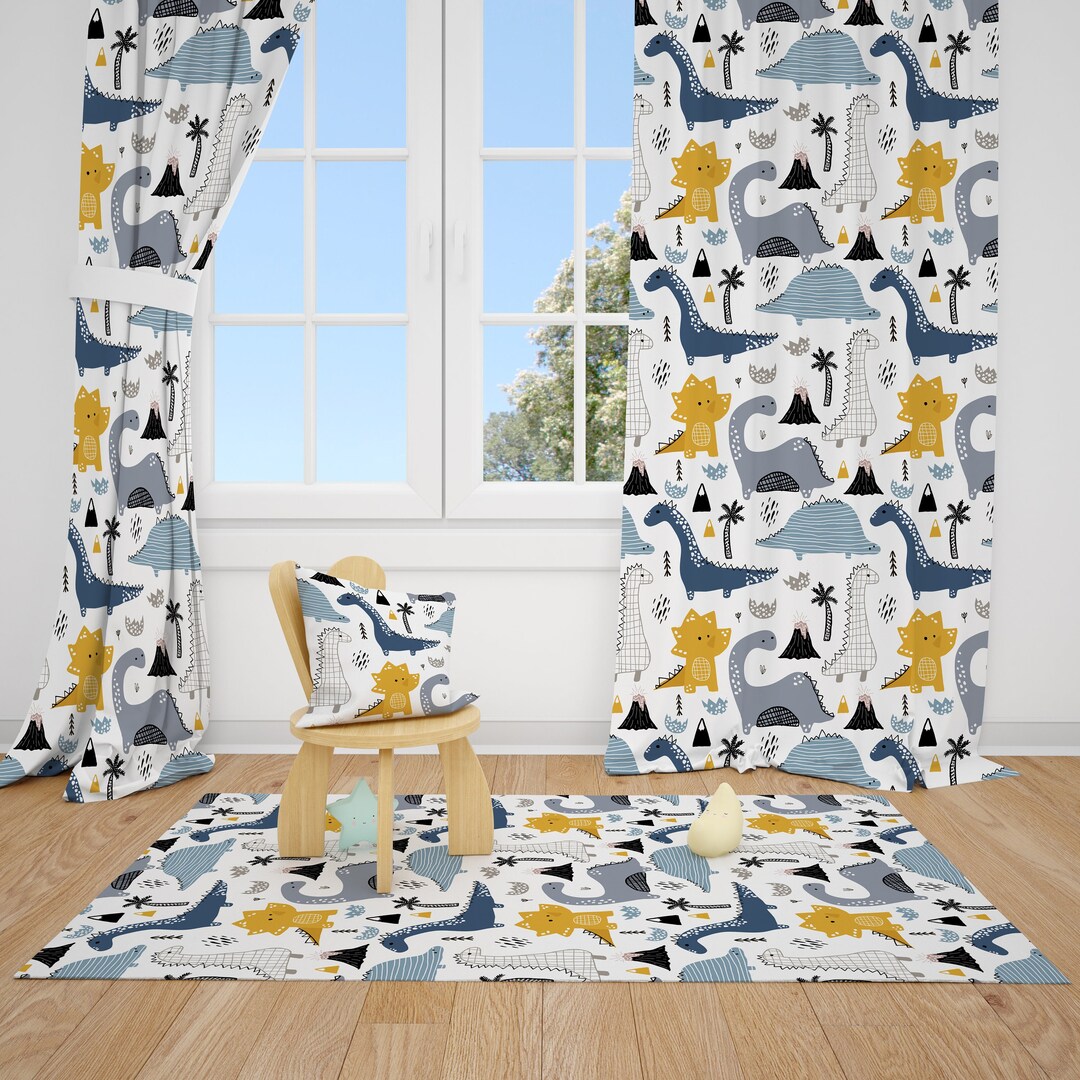 Dinosaur Baby Boy Room Curtains Nursery Curtains Window Curtains Etsy