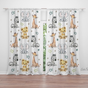 Baby Jungle Animals Baby Boy Room Curtain Nursery Curtains Window Curtains