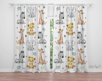 Jungle Animals Nursery Curtains - Baby Boy Room Decor