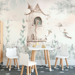 Fairytale Castle Wallpaper Mural: Peel and Stick Nursery Decor - Etsy