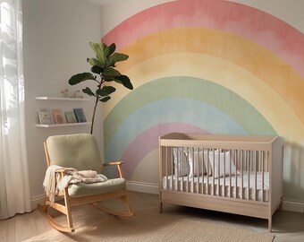 Rainbow Wall Decals | Peel And Stick Wallpaper | Nursery & Kids Room Decor | Removable Rainbow Wall Stickers