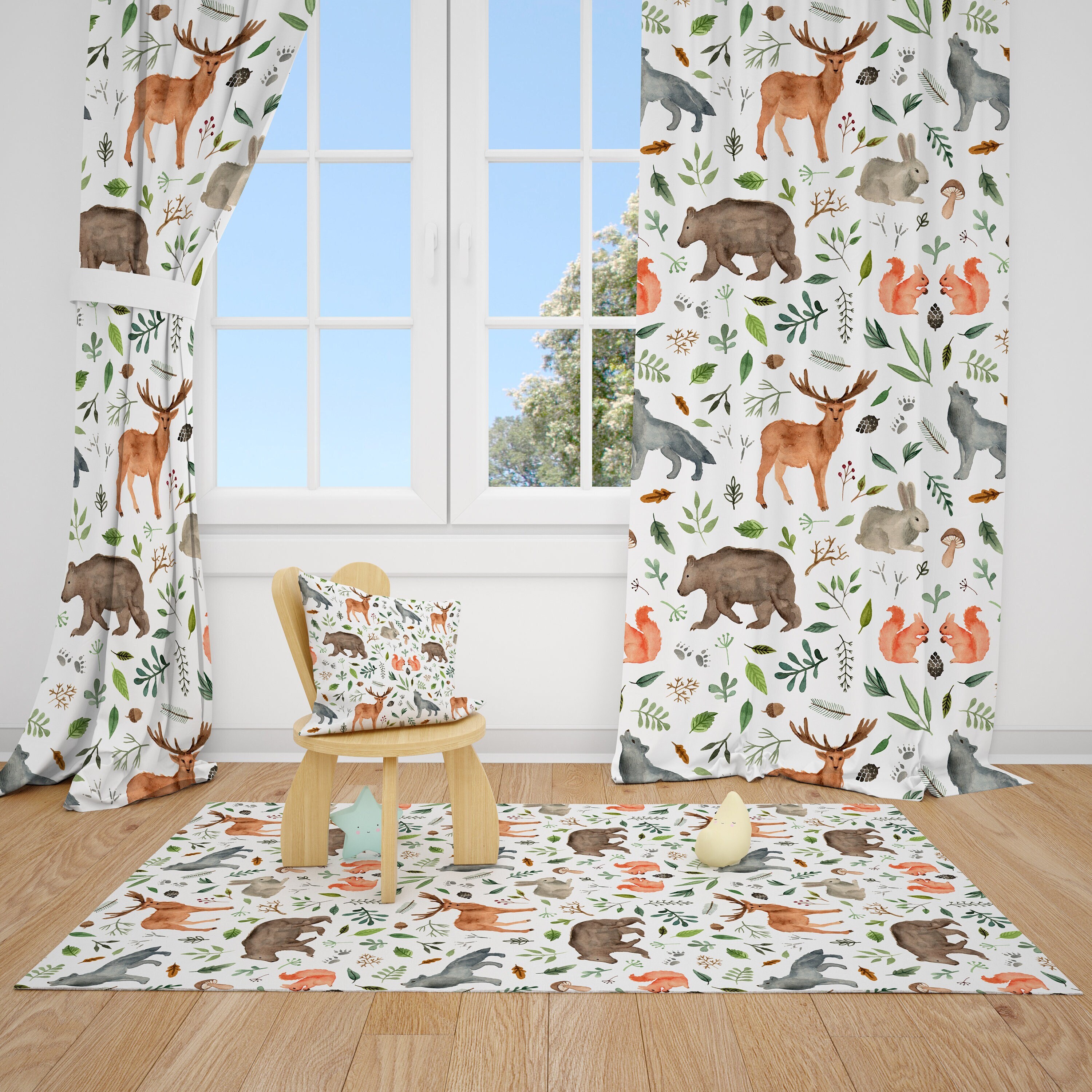 Woodland Animals Baby Boy Room Curtains Nursery Curtains Etsy