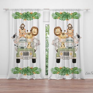 Traveler Safari Animals Baby Boy Room Curtains Nursery Curtains Window Curtains
