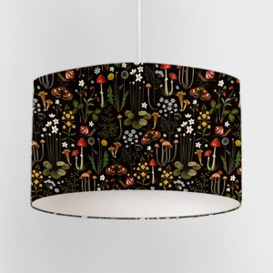 Dark Forest Mushroom Lampshade, Nursery Ceiling Lampshade, Kids Room Lampshade, Drum Ceiling Lamp Shade, Light Shade
