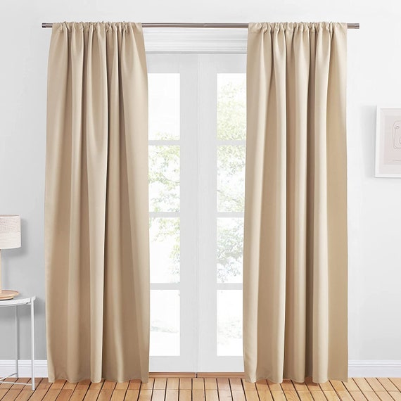 Cortinas aislantes térmicas opacas, 1 panel, beige, 132x160cm/132x213cm