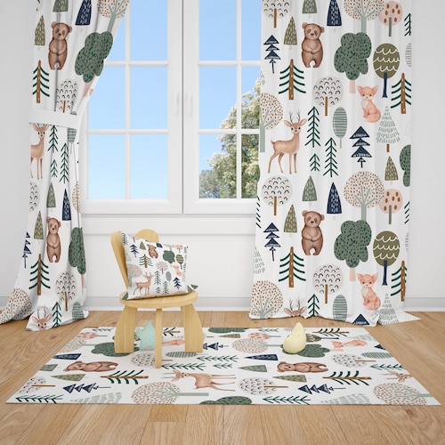 Boho Woodland Trees Baby Boy Room Curtains Nursery Curtains Etsy