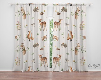 YUANZU Tende Oscuranti Per Bambini Con Animali Della Giungla, 2 Pannelli 75x166 Cm, Tessuto 100% Poliestere, Stampa 3D, Per Camera Giochi E Asilo