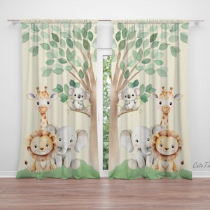 Cute Safari Animals Baby Boy Room Curtain Nursery Curtains Window Curtains