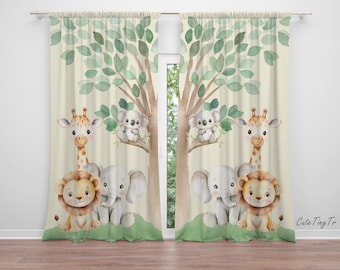 Safari Animals Nursery Curtains: Baby Boy Room Decor