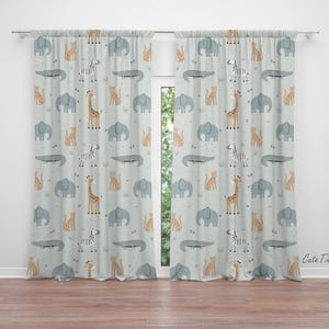 Safari Animals Baby Boy Room Curtain Nursery Curtains Window Curtains