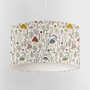 Watercolor Mushroom Lampshade, Nursery Ceiling Lampshade, Kids Room Lampshade, Drum Ceiling Lamp Shade, Light Shade