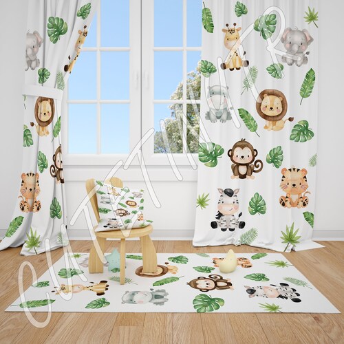 Traveler Safari Animals Baby Boy Room Curtains Nursery Etsy