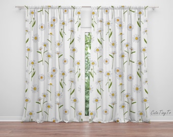 Watercolor Daisy Baby Girl Room Curtain Nursery Curtains Window Curtains