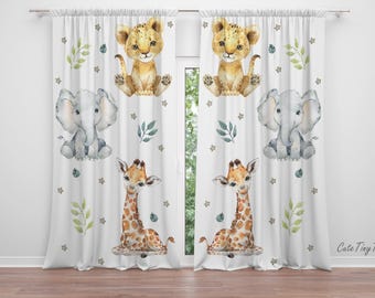 Baby Safari Animals Baby Boy Room Curtain Nursery Curtains Window Curtains