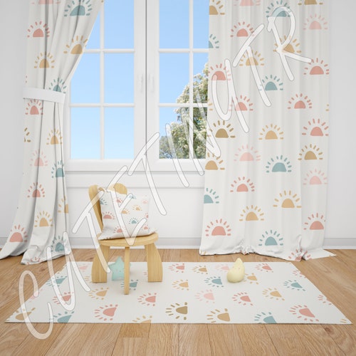 Gender Neutral Boho Sun Baby Room Curtains Nursery Curtains Etsy