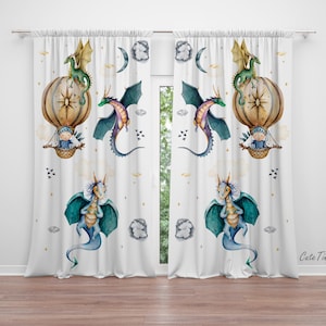 Aquarell Drache Baby Jungen Zimmer Vorhang Kinderzimmer Vorhänge Fenster Vorhänge