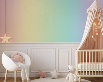 Pastel Rainbow Ombre Peel and Stick Wallpaper: Nursery Wall Mural