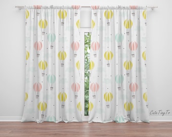 Tende Oscuranti 2 Pannelli Con Mongolfiere - 132x160 Cm - Stampate 3D, Perfette Per Camera Da Letto E Soggiorno