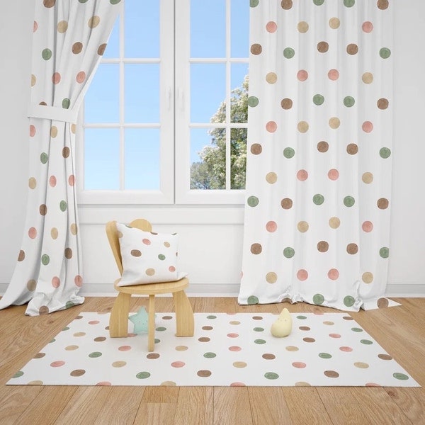 Gender Neutral Watercolor Dots Baby Boy Room Rug, Lampshade, Cushion Cover