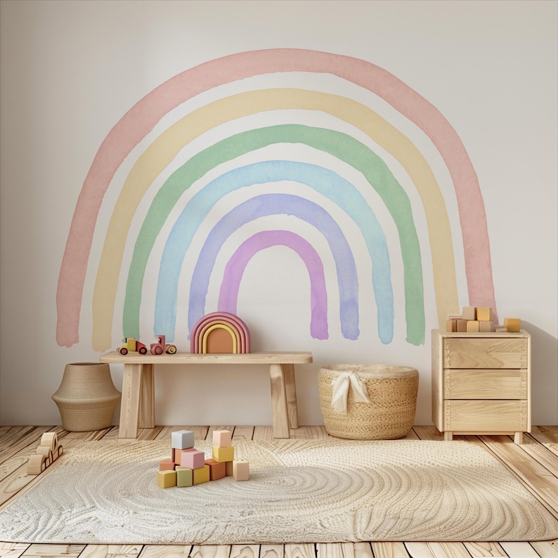 Watercolor Rainbow Wall Decal Nursery Wall Sticker - Etsy