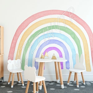Watercolor Multi Rainbow Decal, Neutral Boho Rainbow, Nursery Wall Decal