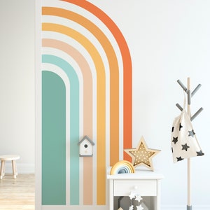 Half Rainbow Wall Decal, Large Rainbow Wall Sticker, Boho Rainbow, Neutral Boho Rainbow, Nursery Wall Decal