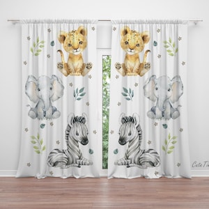 Cute Safari Animals Baby Boy Room Curtain Nursery Curtains Window Curtains