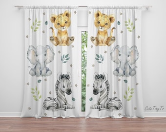 Safari Animals Nursery Curtains: Baby Boy Room Decor