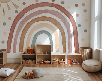 Watercolor Boho Rainbow Wall Decal: Nursery Wall Sticker