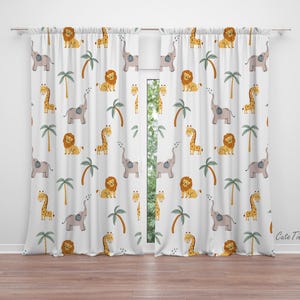 Safari Animals Baby Boy Room Curtain Nursery Curtains Window Curtains
