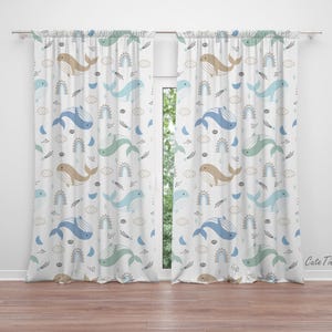 Boho Whale Baby Boy Room Curtain Nursery Curtains Window Curtains