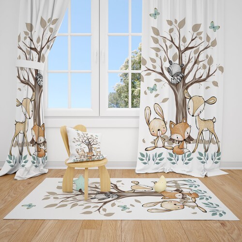 Boho Woodland Trees Baby Boy Room Curtains Nursery Curtains Etsy
