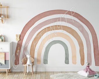 Watercolor Rainbow Decal, Neutral Boho Rainbow, Nursery Wall Decal