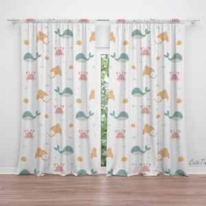 Ocean Animals Baby Girl Room Curtain Nursery Curtains Window Curtains