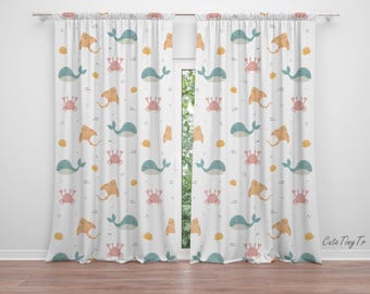 Meduse Trattamenti Finestra Oceano Creatura a tema Finestra Tende Mare Subacquea Mondo Marino Sealife Tenda Finestra per Camera da Letto Soggiorno W66* L90