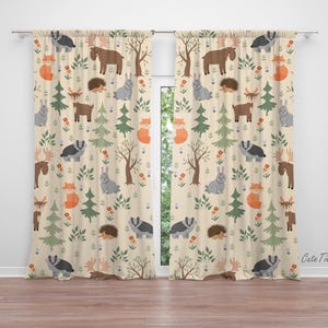 Woodland Animals Baby Boy Room Curtain Nursery Curtains Window Curtains