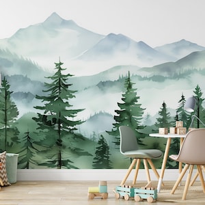 Tapete Kinderzimmer Wand Dekor Wald Tannenbaum Kinder Wandbild Schälen und Aufkleben