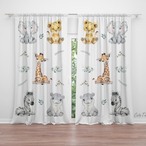 Safari Animals Baby Boy Room Curtains Nursery Curtains Window Curtains