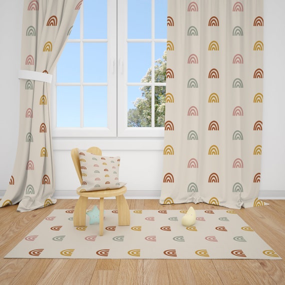 Boho Rainbows Baby Girl Room Curtains Nursery Curtains Window Etsy