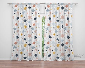 Colorful Stars Gender Neutral Baby Room Curtain Nursery Curtains Window Curtains