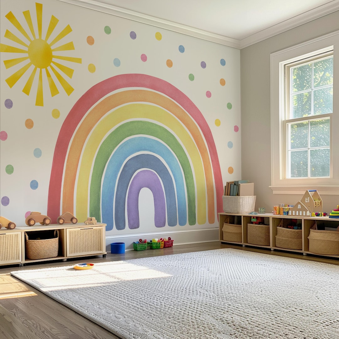 Watercolor Rainbow Wall Decal: Nursery Wall Sticker - Etsy