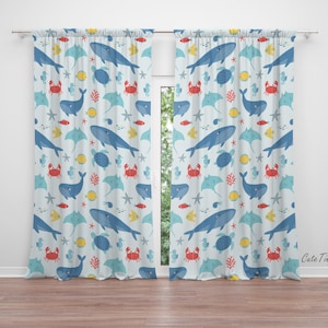 Sea Animals Baby Boy Room Curtain Nursery Curtains Window Curtains
