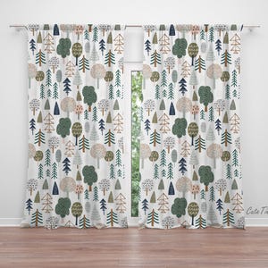 Rideaux pour chambre de bébé garçon, arbres de la forêt bohème, rideaux pour chambre de bébé, rideaux de fenêtre
