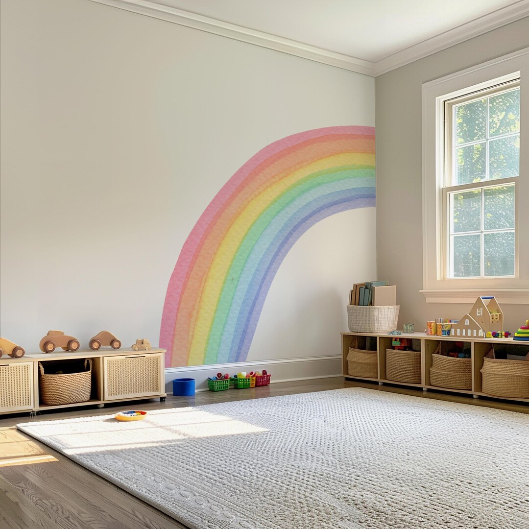 Watercolor Half Rainbow Wall Decal: Pastel Nursery Decor - Etsy