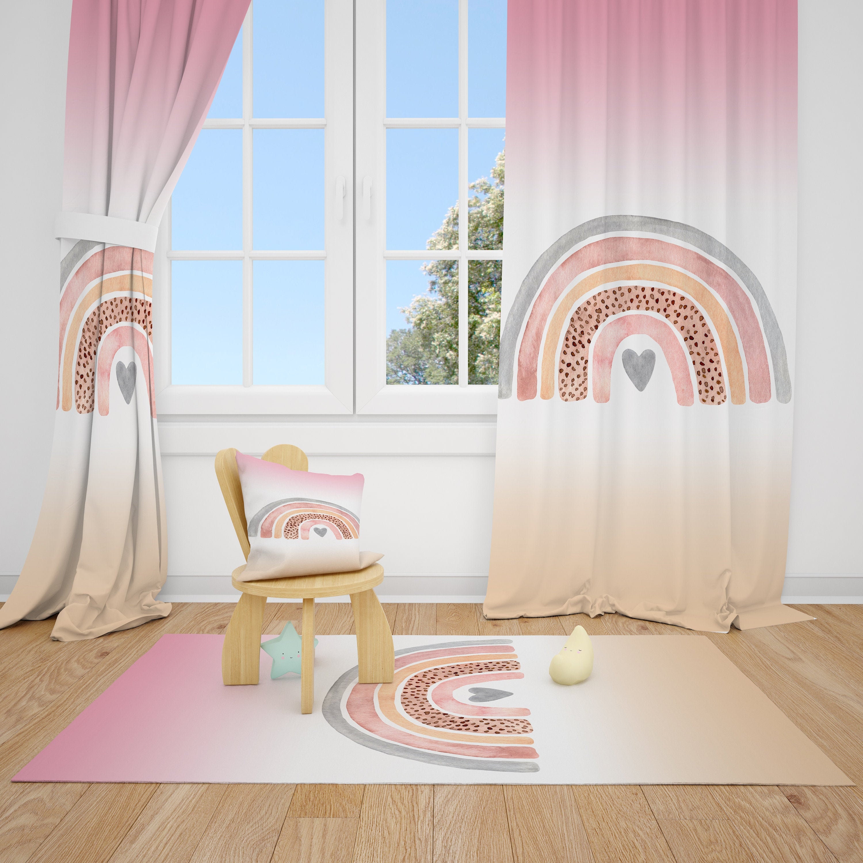 Rainbow Baby Girl Room Curtain Nursery Curtains Window Etsy